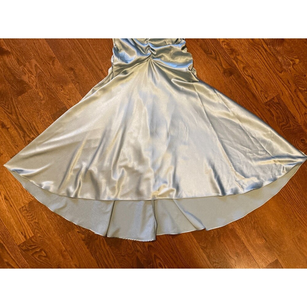 Jessica McClintock Vintage Blue Ruched Halter Neck Prom Formal Dress Size 2 - Picture 5 of 14